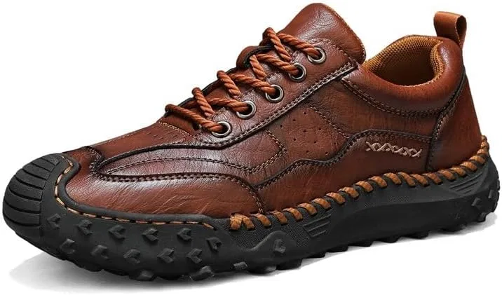 Мужские повседневные туфли без бренда, модель Handmade Leather Orthopedic Loafers, темно-коричневый Hhhchpm