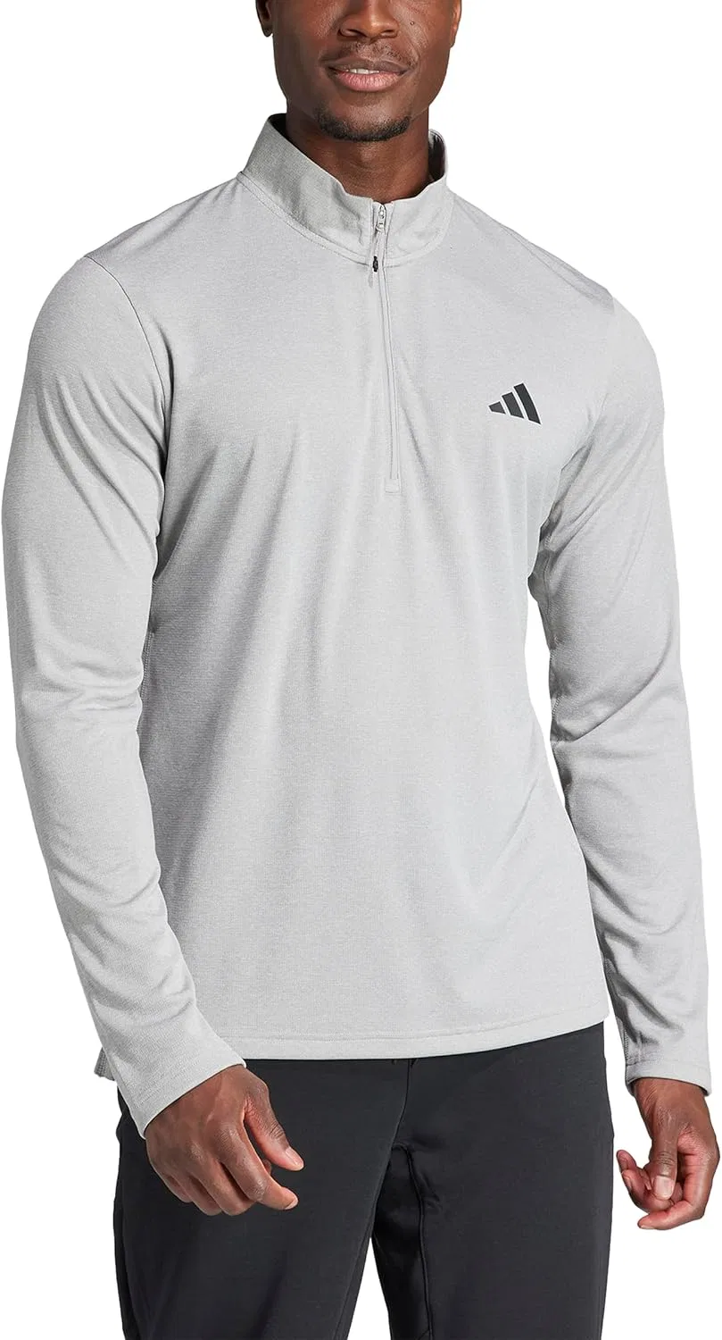 Футболка с длинным рукавом и молнией на четверть Adidas Train Essentials мужская, серый — фото 4