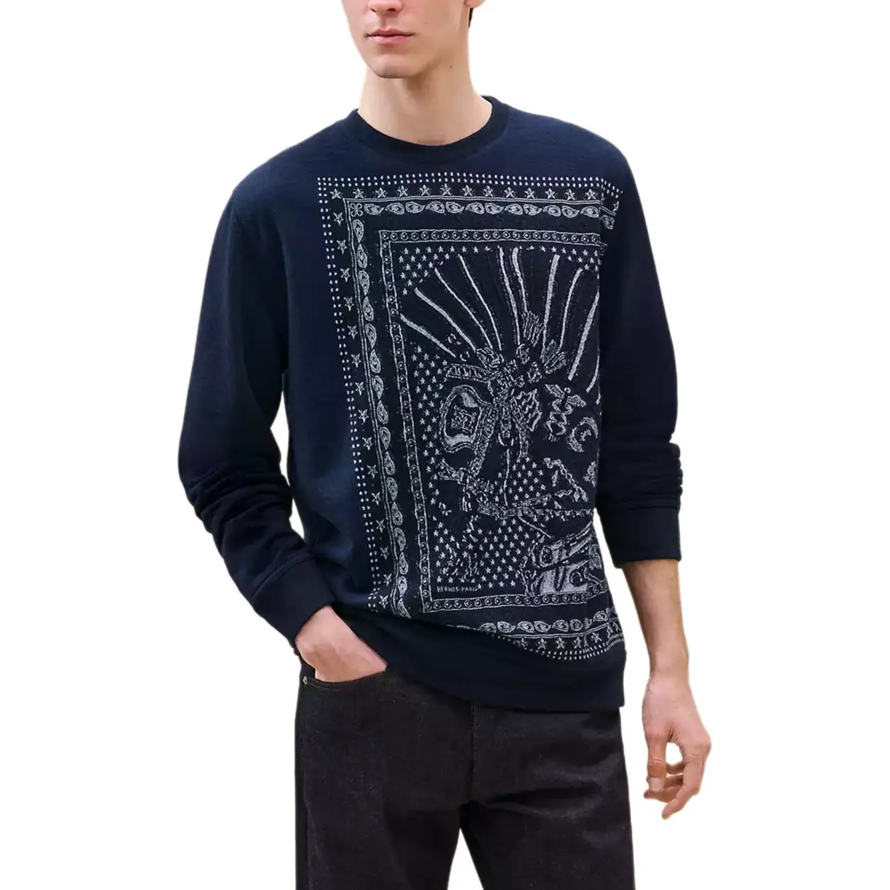 

Свитер мужской голубой океан HERMES