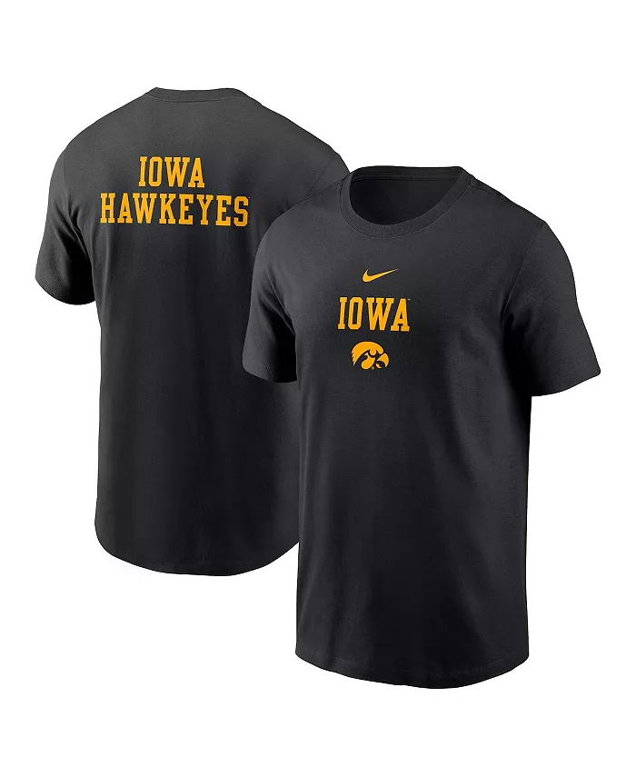 

Мужская черная футболка Iowa Hawkeyes 2-Hit Stacked Nike