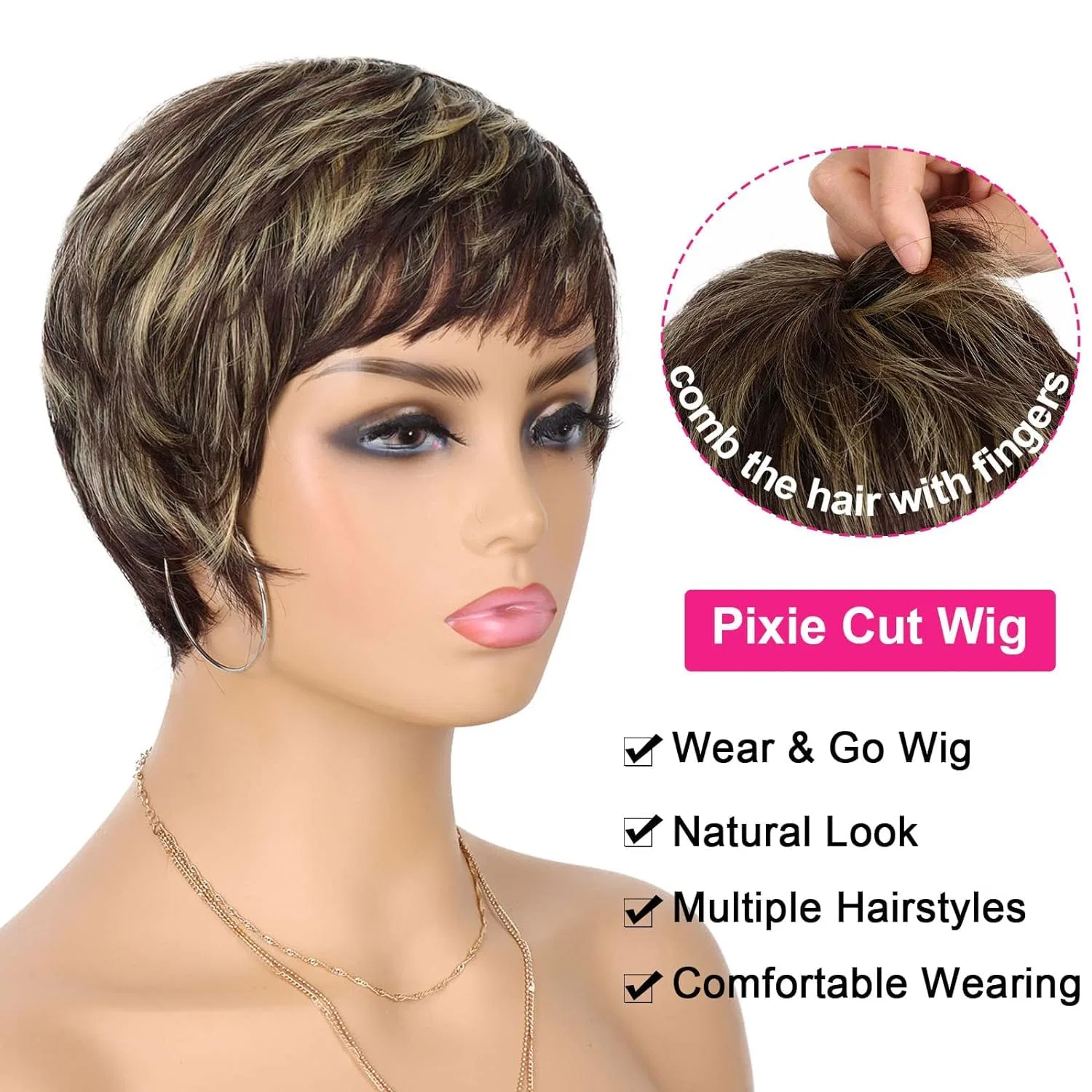 Короткий парик «Pixie Cut» из натуральных волос Fereowth — фото 3