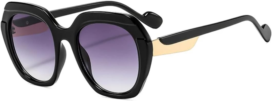 

Модные солнцезащитные очки неправильной овальной оправы для женщин, роскошные мужские летние очки для путешествий с защитой от УФ-излучения UV400 TVTBBVV, Black Gradient Gray