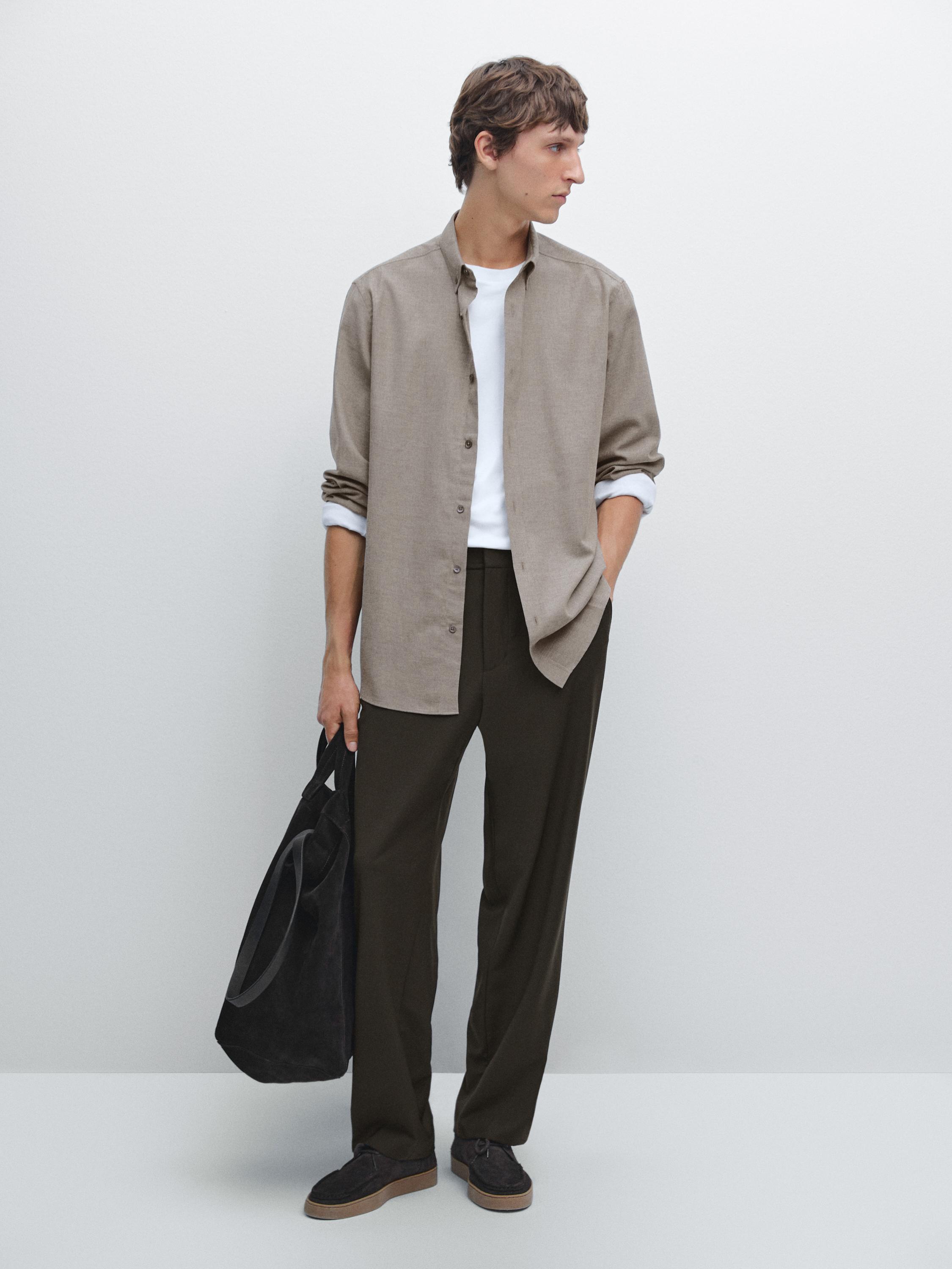 

Мягкая меланжевая рубашка стандартного кроя Massimo Dutti, Mink