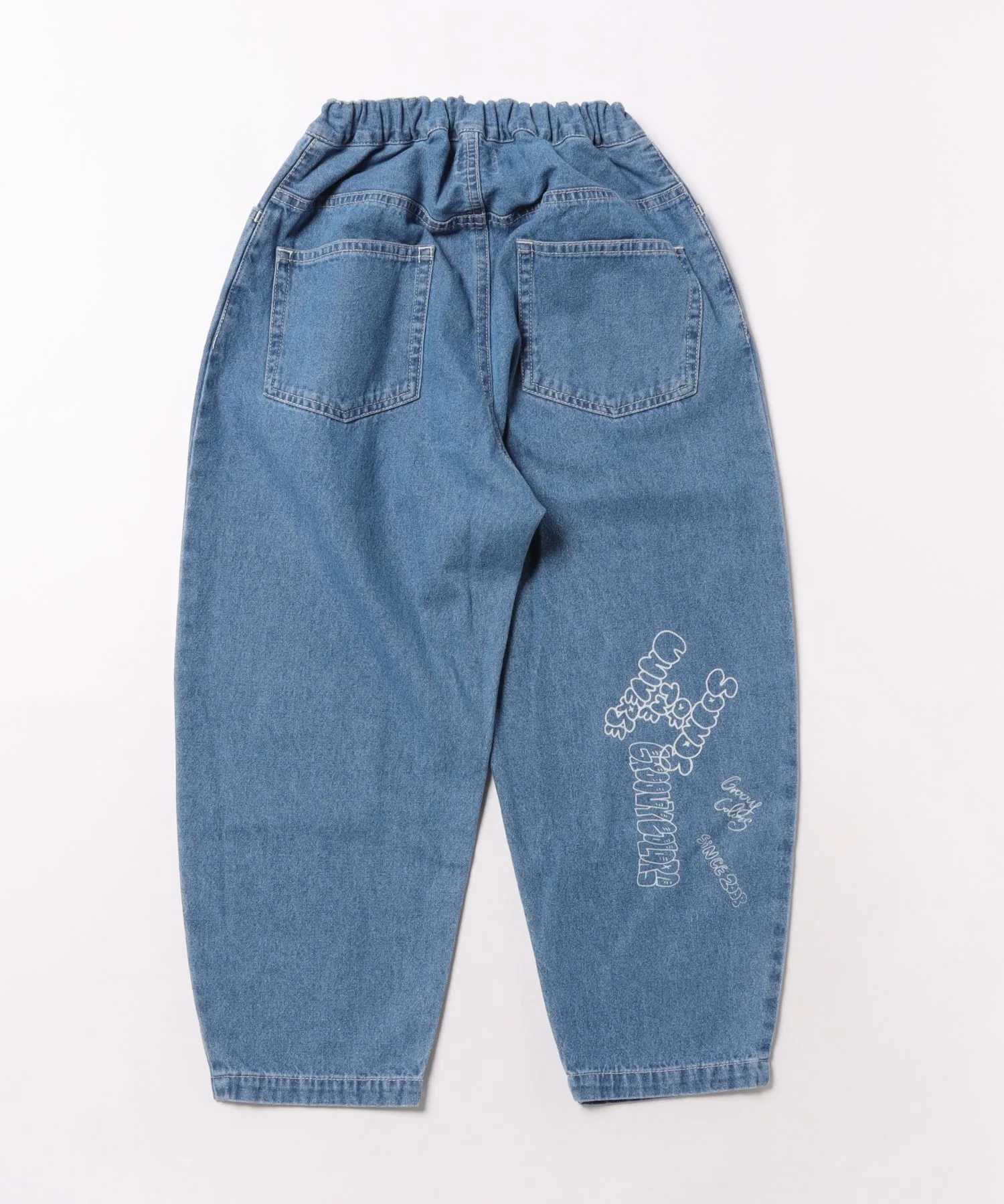 Штаны джинсовые широкие с принтом 8oz Denim Graffiti Ballooned Long Pants GROOVY COLORS синие — фото 3