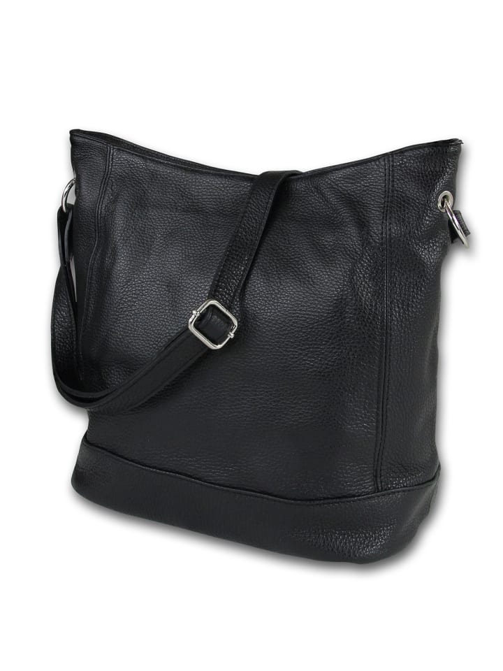 

Кожаная сумка через плечо, сумка-шоппер Toscanto, черная, около 37 см Toscanto