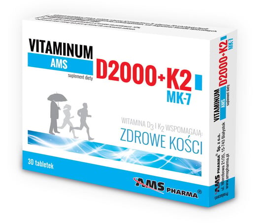 

AMS Витамин D2000 + К2 МК7, Добавка , 30 таблеток AMS Pharma