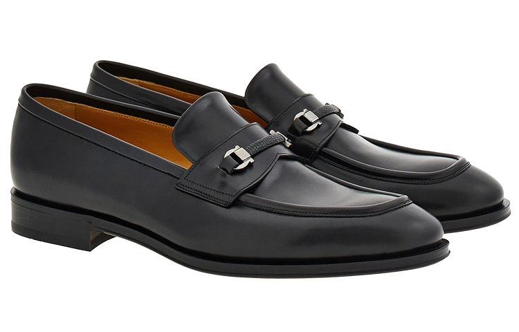 Лоферы из кожи с деталями Gancini Ferragamo, черный — фото 3