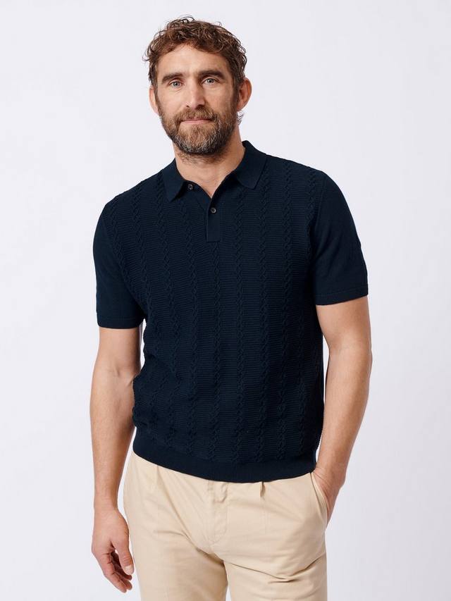 

Хлопковая поло с коротким рукавом Regular Fit Ponton Aubin, Navy