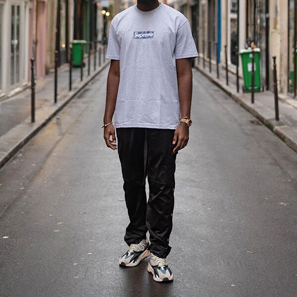 Футболка fw19 week 17 bandana box logo tee cashew short sleeve gray Supreme, серый — фото 2