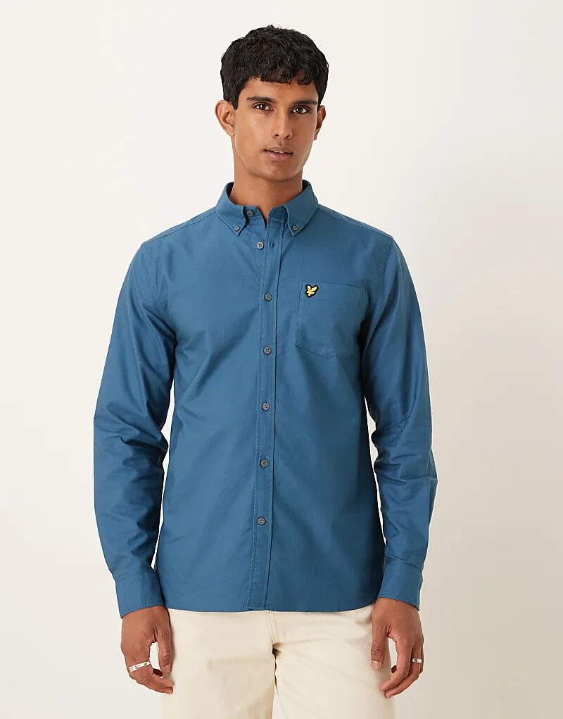 

Рубашки Lyle & Scott Ls из тканого материала, простая рубашка Оксфорд в цвете x862, цвет "глубокая вода"