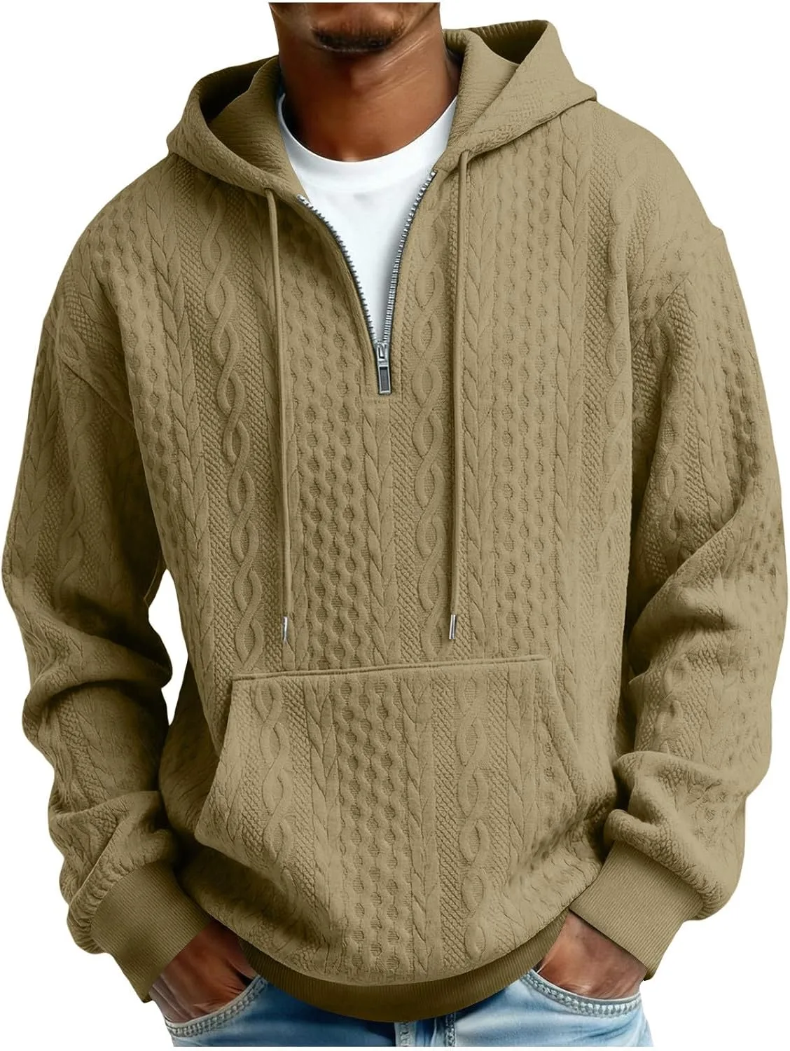 

Толстовка с молнией на четверть мужская Cable Knit