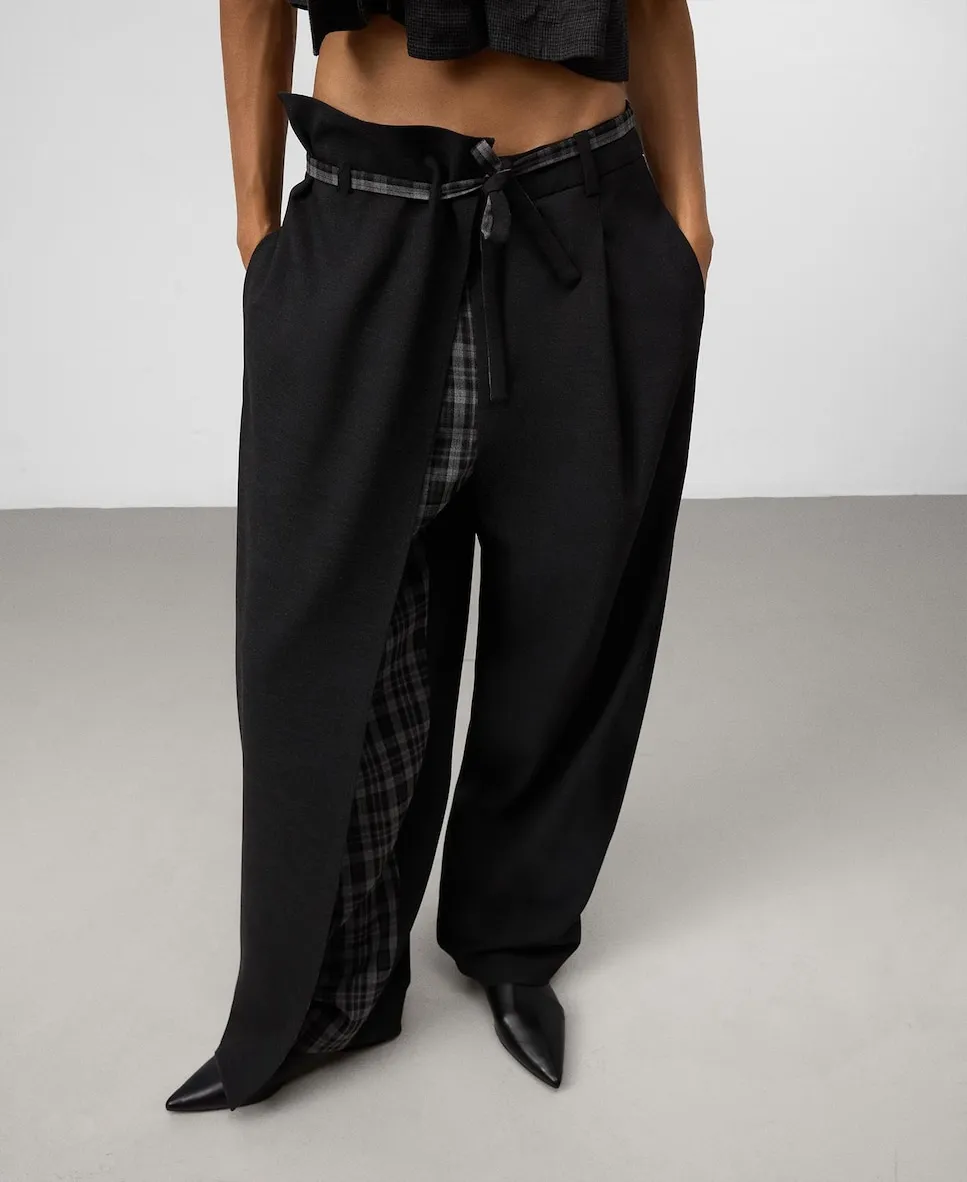 

Женские асимметричные комбинированные брюки Adolfo Dominguez, темно-серый