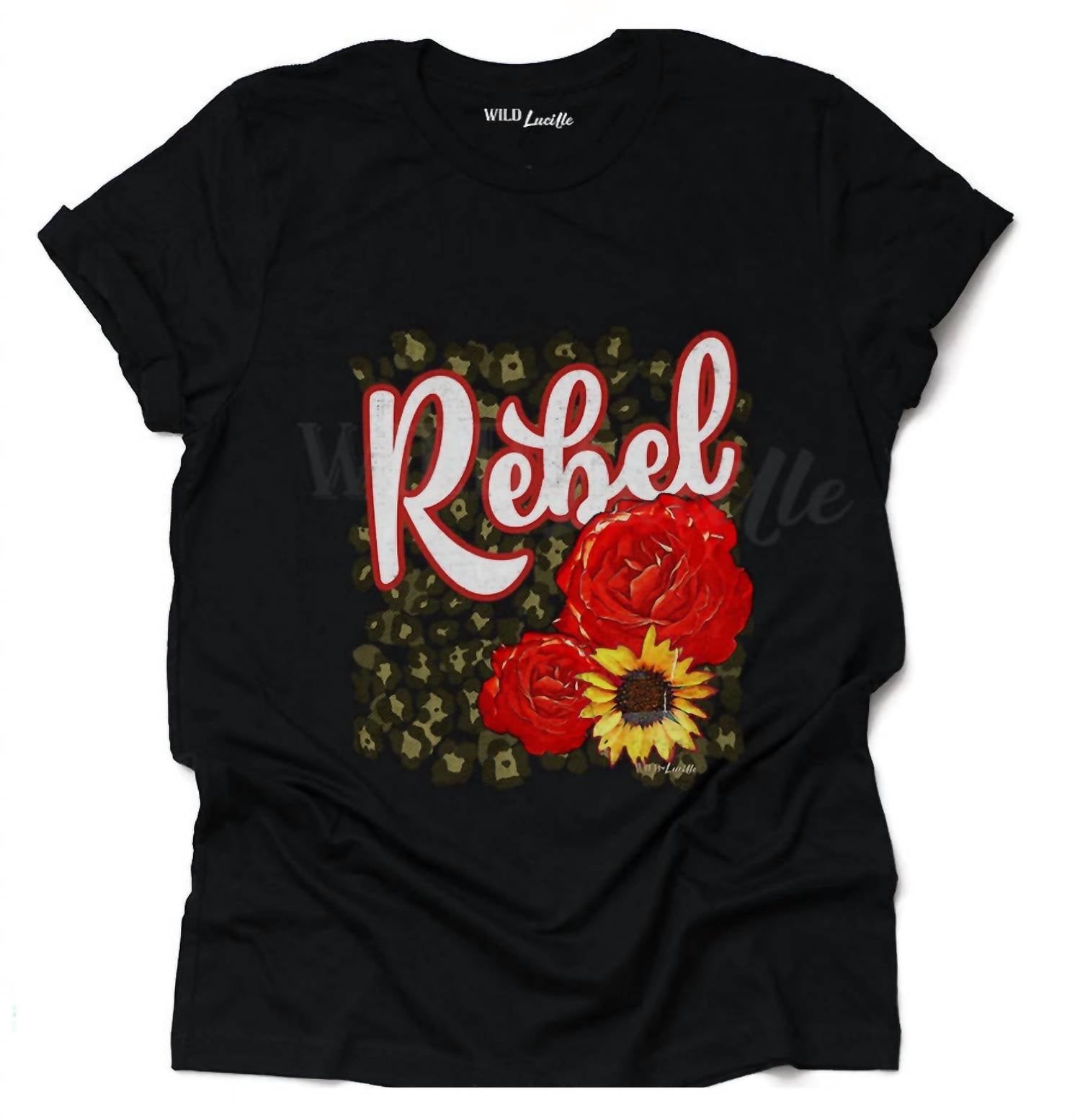

Женская футболка с рисунком Rebel Rose черного цвета Wild Lucille