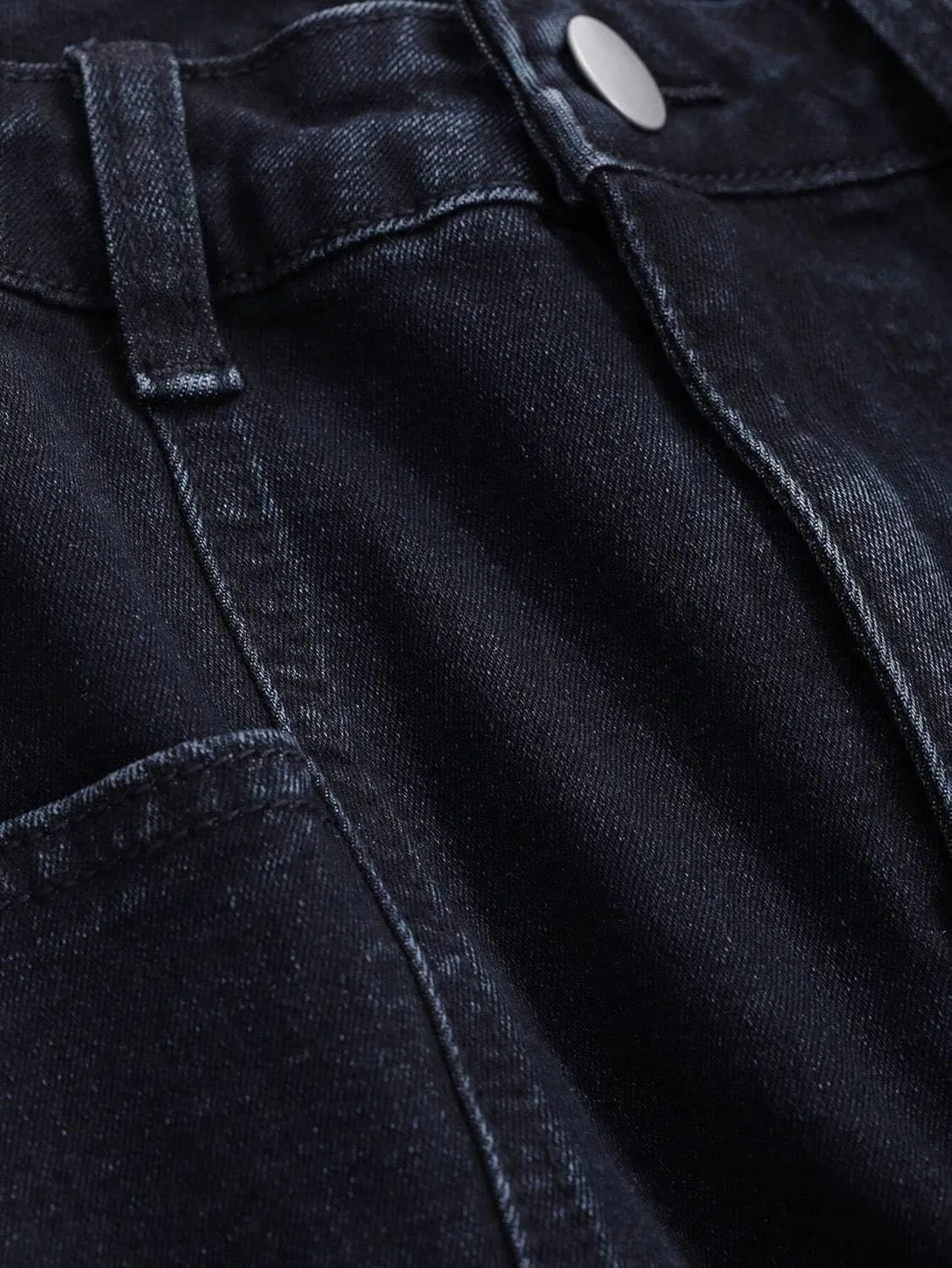 Женские расклешенные джинсы с карманами Casual Denim Pants Generic, синий — фото 4