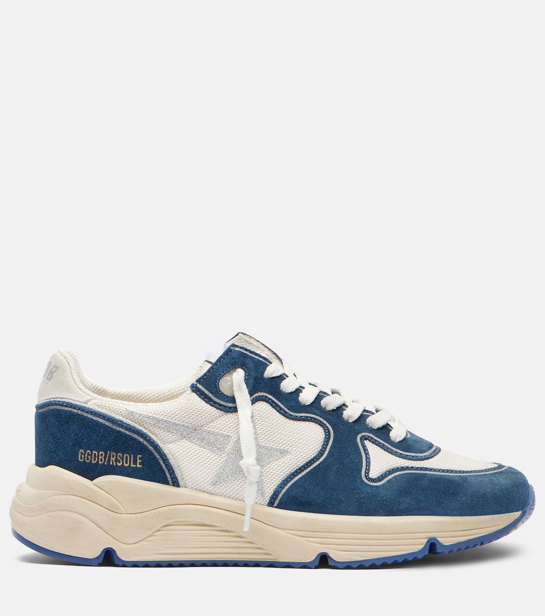 Беговые кроссовки Running Sole с отделкой из замши Golden Goose, White/Blue/Silver — фото 4
