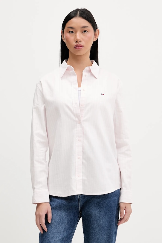 

Хлопковая рубашка Tommy Jeans, розовый