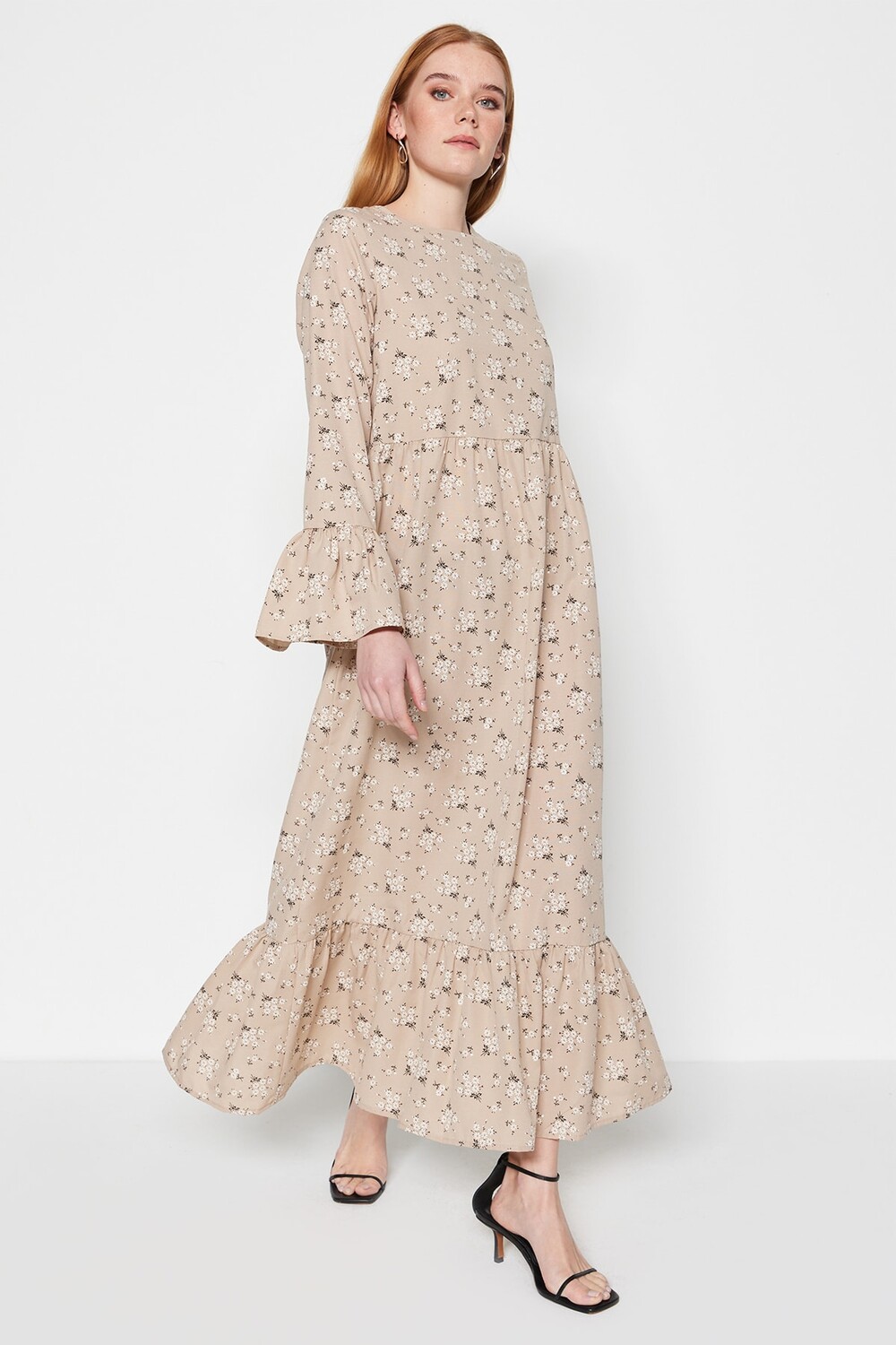 

Платье - Бежевый - А-силуэт Trendyol Modest, бежевый