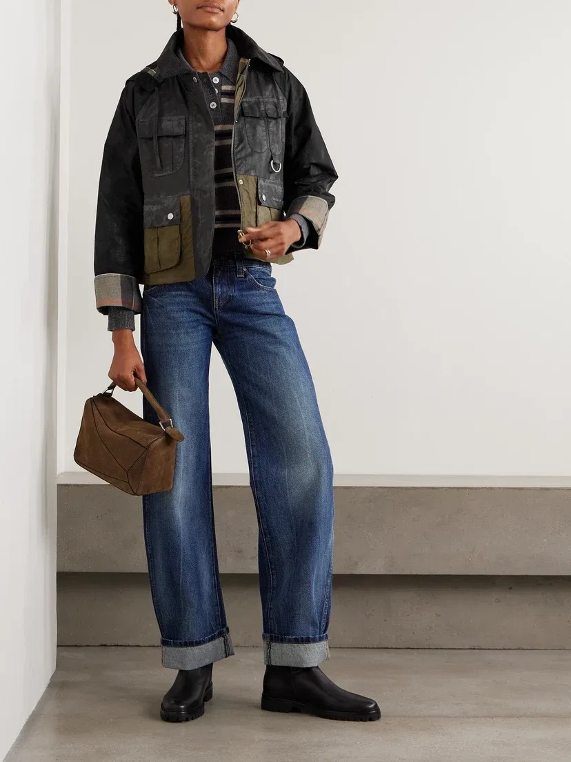 Вощеная куртка Liza с капюшоном и панелями Barbour, черный — фото 2