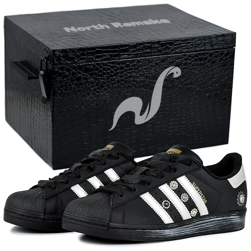 

Adidas Originals SUPERSTAR Износостойкие и легкие низкие скейтерские кроссовки унисекс черно-белые - черно-белые подарочная коробка 3, цвет Black White-Gift Box 3