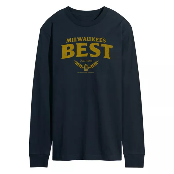 

Мужская футболка Milwaukee's Best с длинным рукавом и потертым логотипом Licensed Character, синий