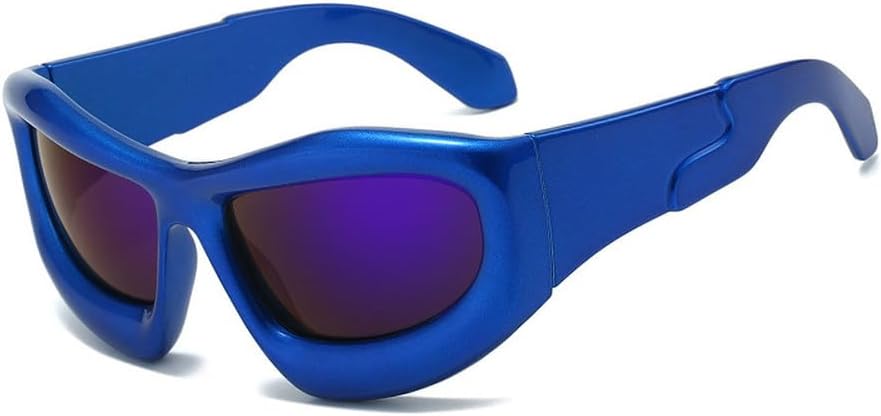 

Панк-солнцезащитные очки для мужчин и женщин, ретро-стиль, роскошные очки «кошачий глаз», модные мужские очки для активного отдыха, вождения, езды на велосипеде, защита от ультрафиолета UV400 TKKTLLT, Blue Blue