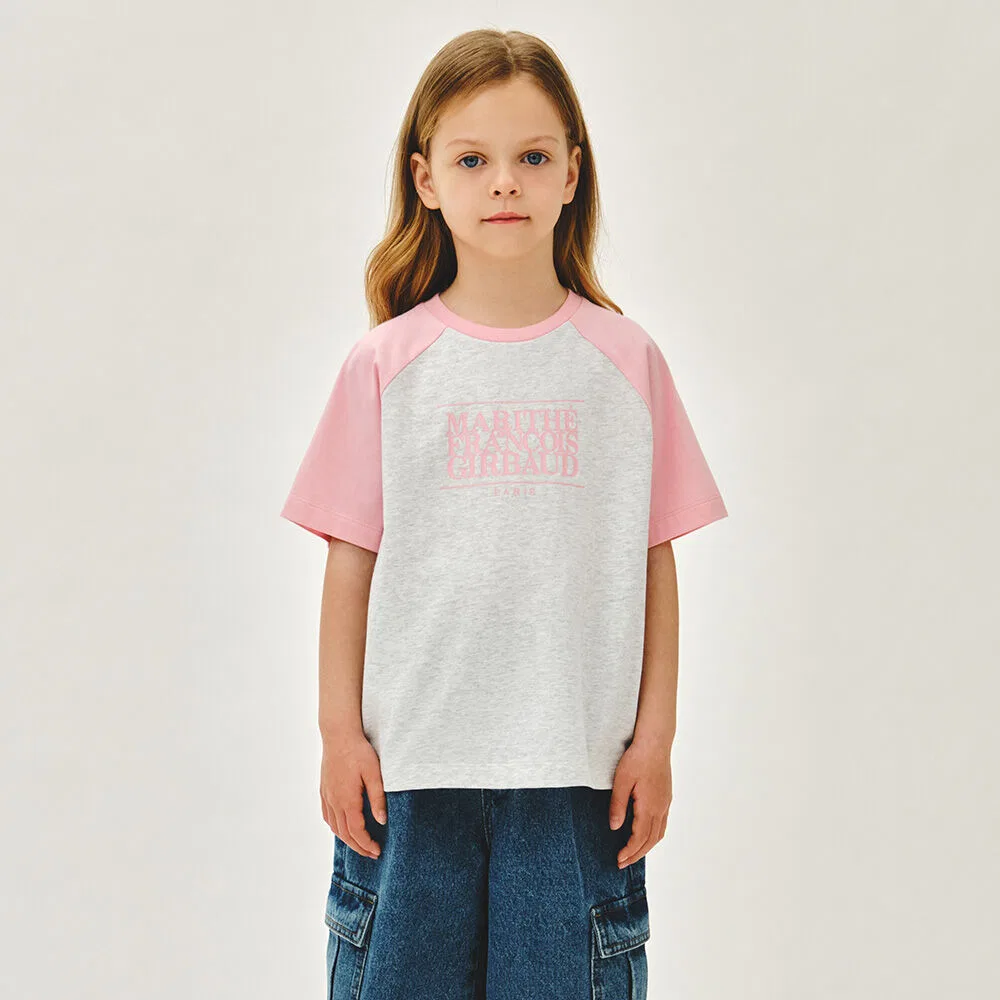 Детская оверсайз футболка с классическим логотипом розовая от Marithé Kids
