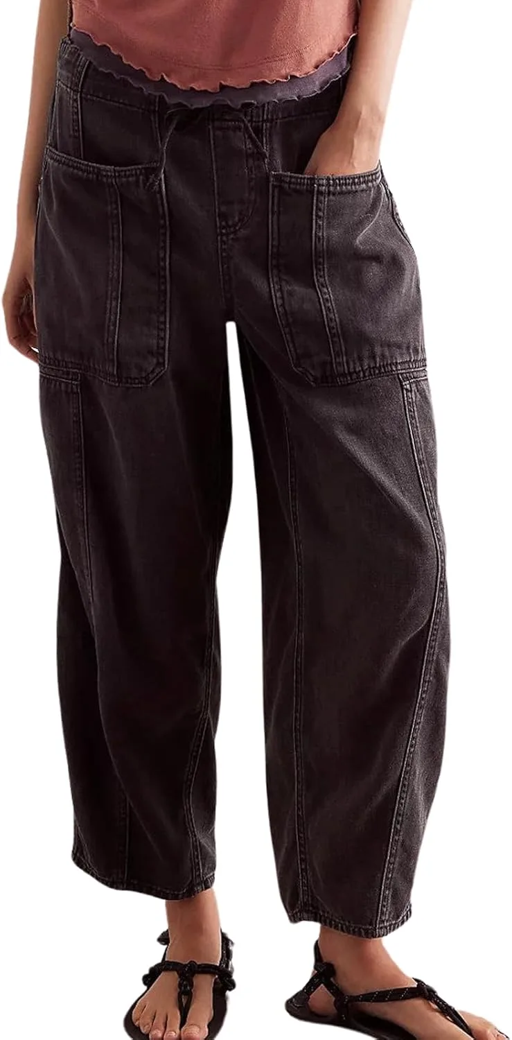 

CHARTOU Women's Trendy Mid Rise Barrel Jeans