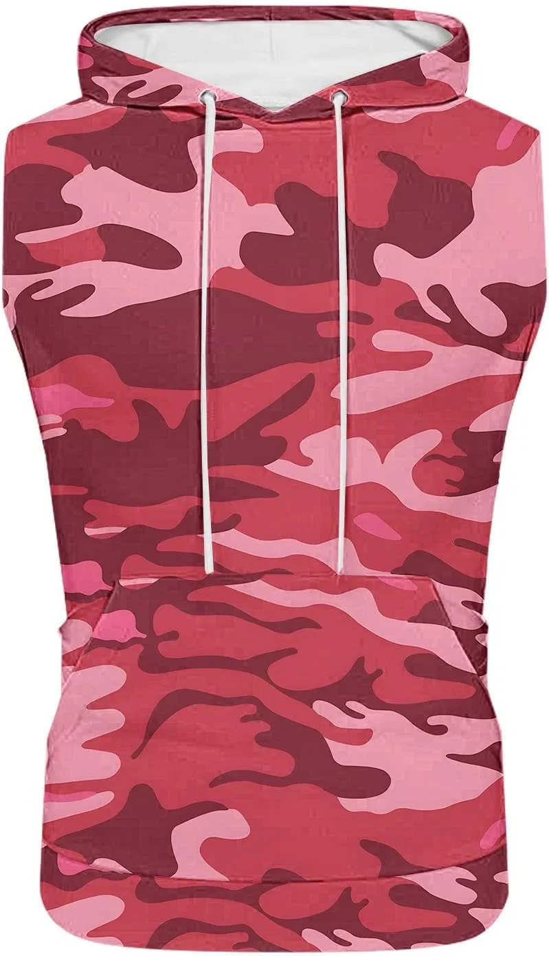 Мужской худи-топ с камуфляжем, хлопок, Hot Pink#74-camouflage — фото 2