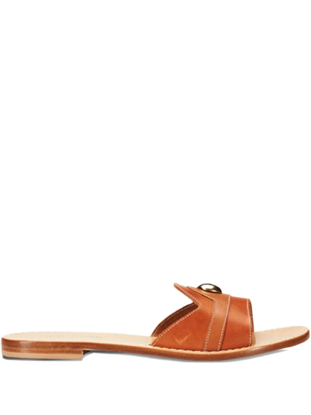 Сандалии Gallia из кожи золотистого оттенка с заклепками CAPRI POSITANO SANDALS, коричневый