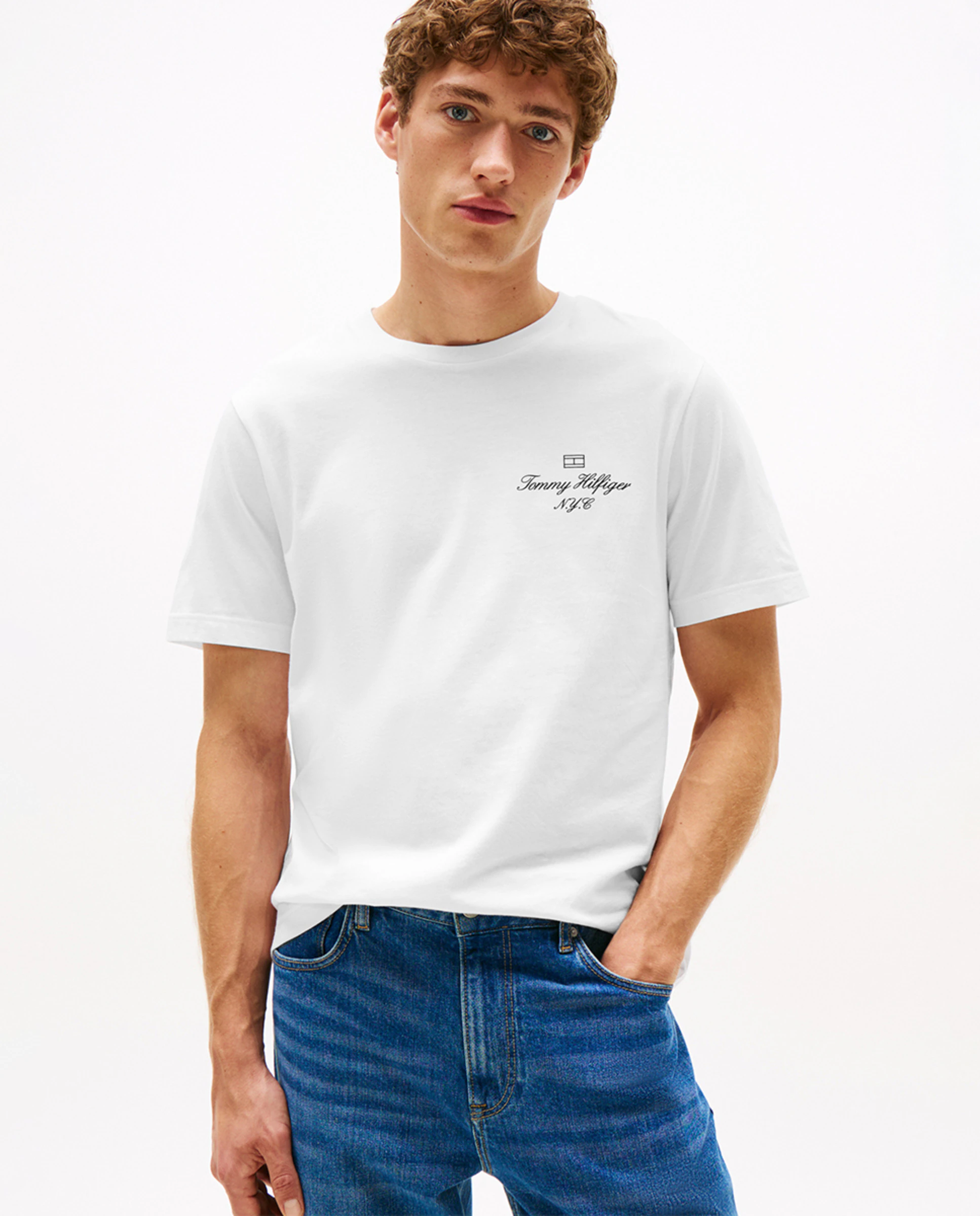 

Мужская однотонная футболка с коротким рукавом Tommy Hilfiger, белый