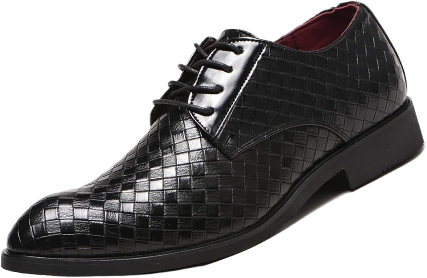 

Классические туфли для мужчин с шнуровкой, остроконечные оксфорды, деловые и вечерние свадебные туфли Dmgyck, черный