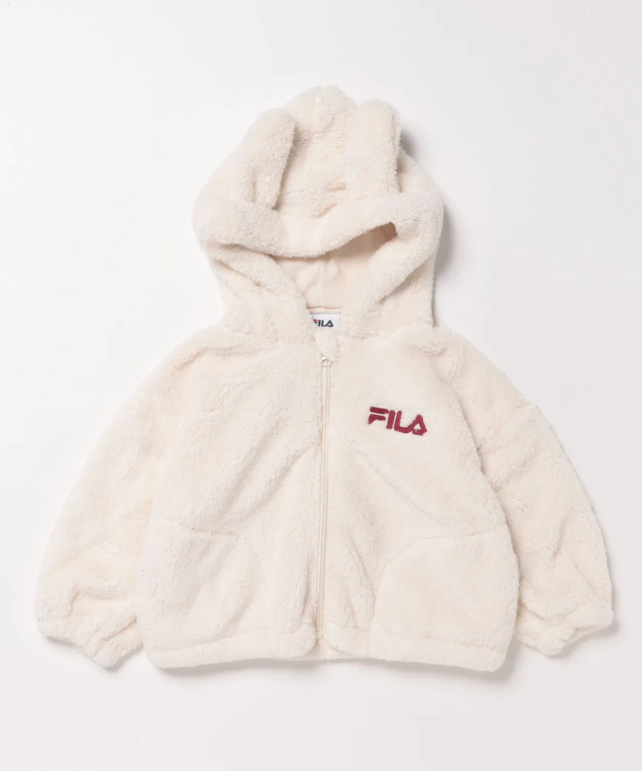 Детская куртка FILA из боа-флиса с капюшоном, цвет слоновая кость