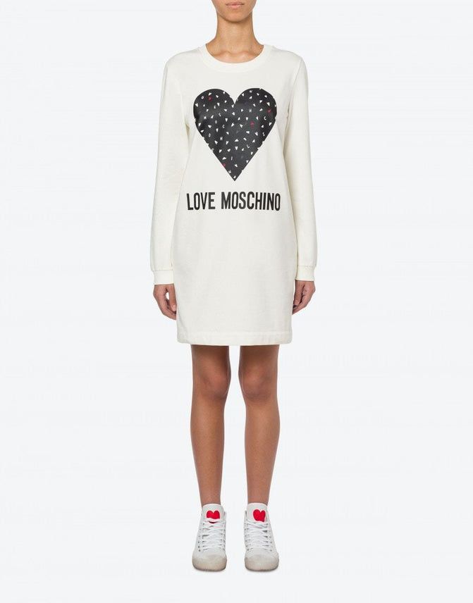 

Белое хлопковое женское платье LOVE MOSCHINO