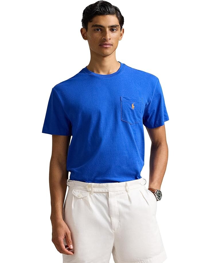 

Футболка Polo Ralph Lauren Short Sleeve Solid Pocket Tee - Classic, цвет Blue Saturn