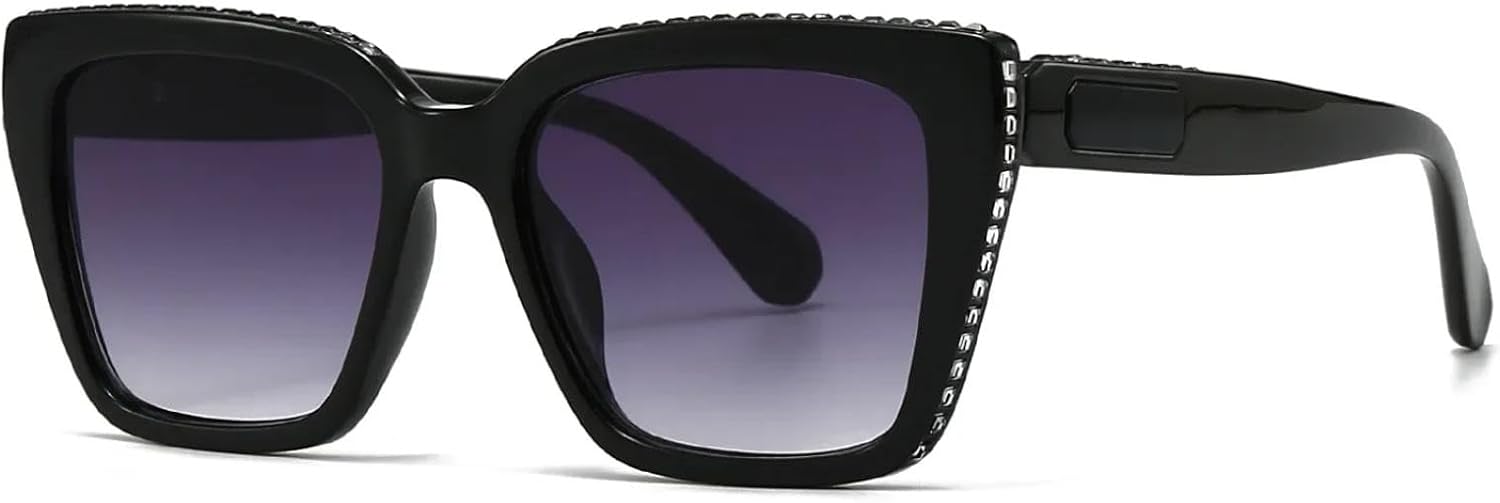 

Роскошные солнцезащитные очки с бриллиантами для женщин и мужчин, модные винтажные солнцезащитные очки в стиле стимпанк с защитой от УФ-излучения UV400 TKKTLLT, Black Gray