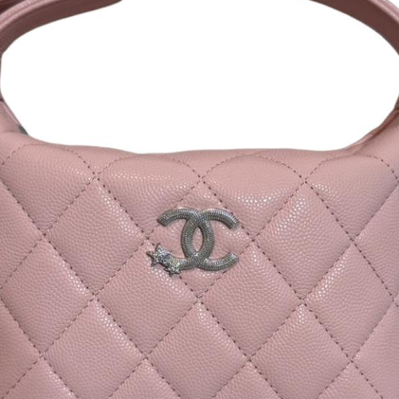 CHANEL Женская розовая сумка через плечо из зерненой телячьей кожи — фото 3