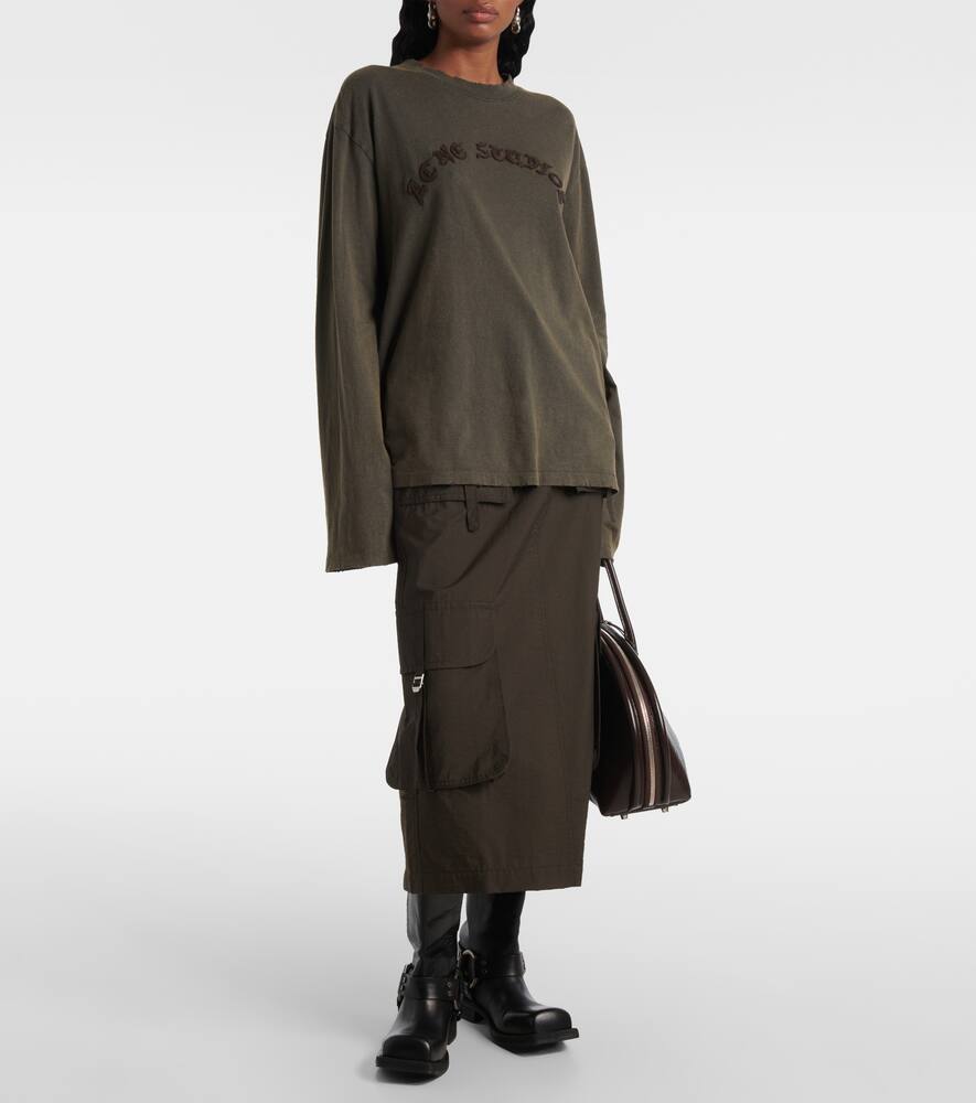 Юбка миди из хлопковой смеси с логотипом Acne Studios, Brown — фото 2
