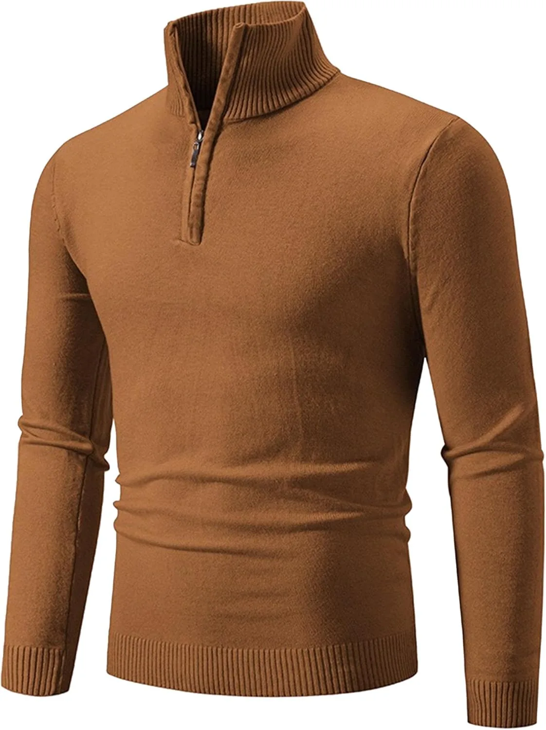 

Мужской поло-свитер с воротником-стойкой и молнией на четверть, легкий, из хлопка SWJGLITTR