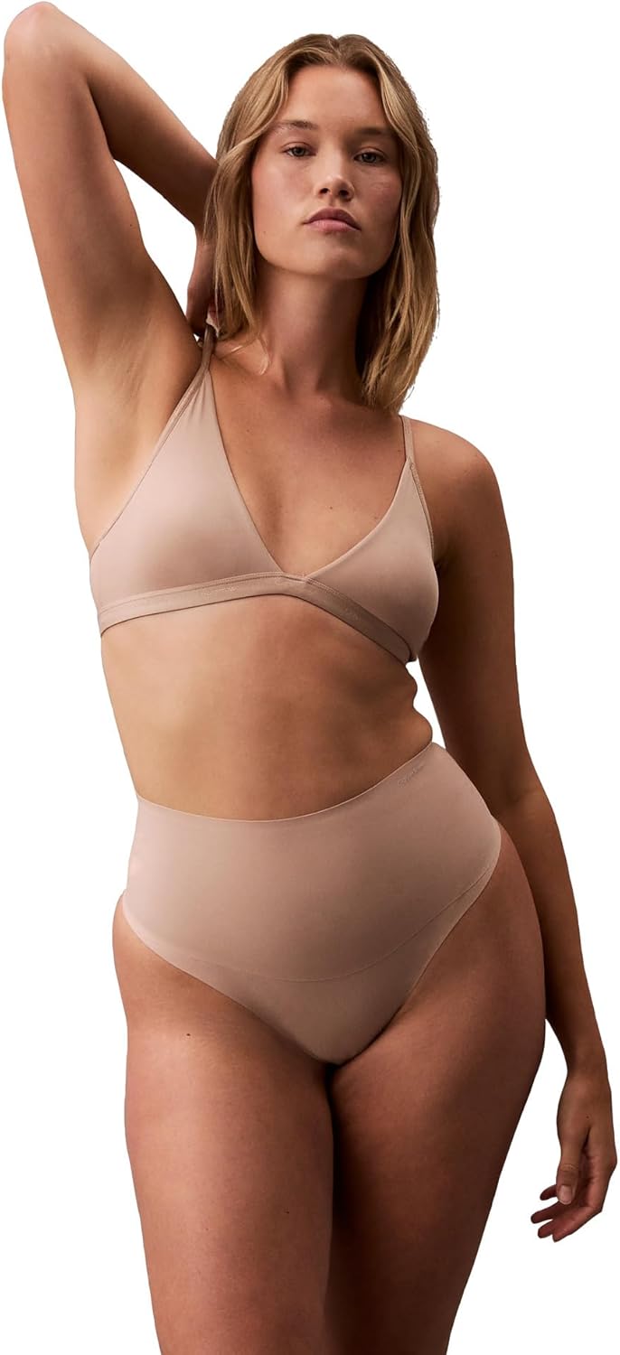 

Утягивающие трусики-стринги Calvin Klein Women's Shapewear Second Skin с высокой талией, Cedar