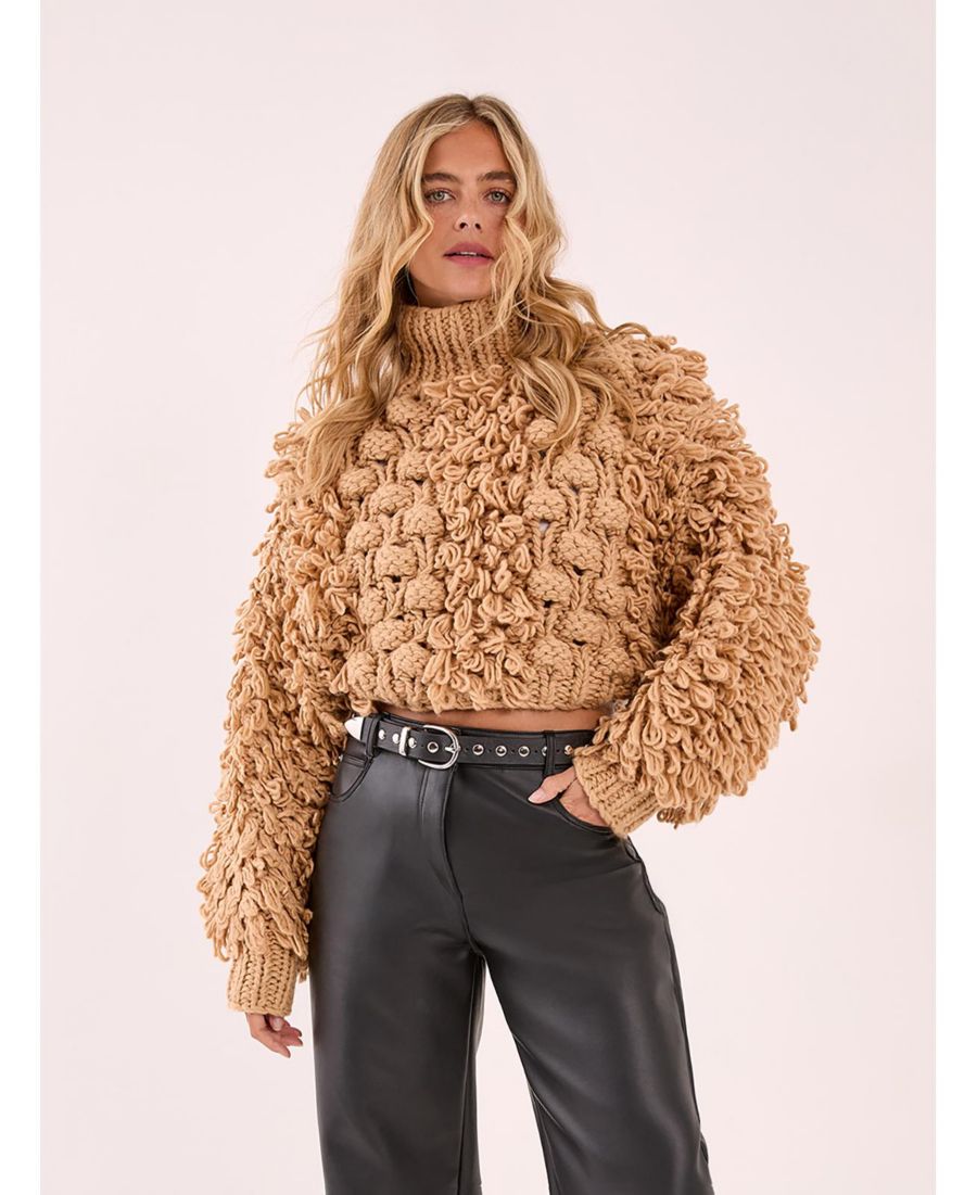 

Женский укороченный свитер с высоким воротником Nasty Gal, Tan