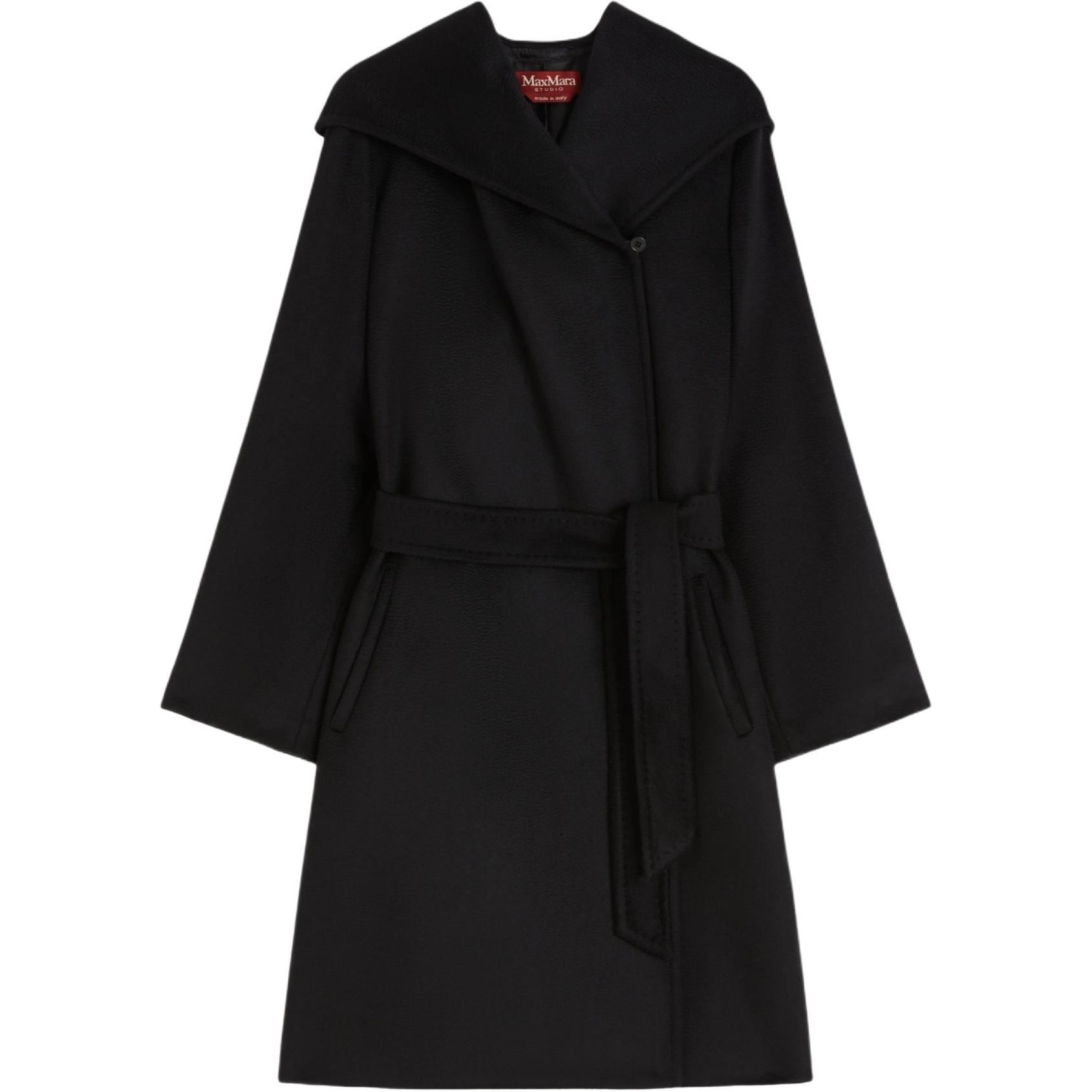 

MaxMara Макс Мара Пальто с капюшоном и поясом, Black