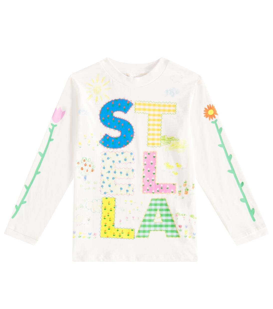 

Топ из хлопкового джерси с логотипом Stella Mccartney Kids, слоновая кость