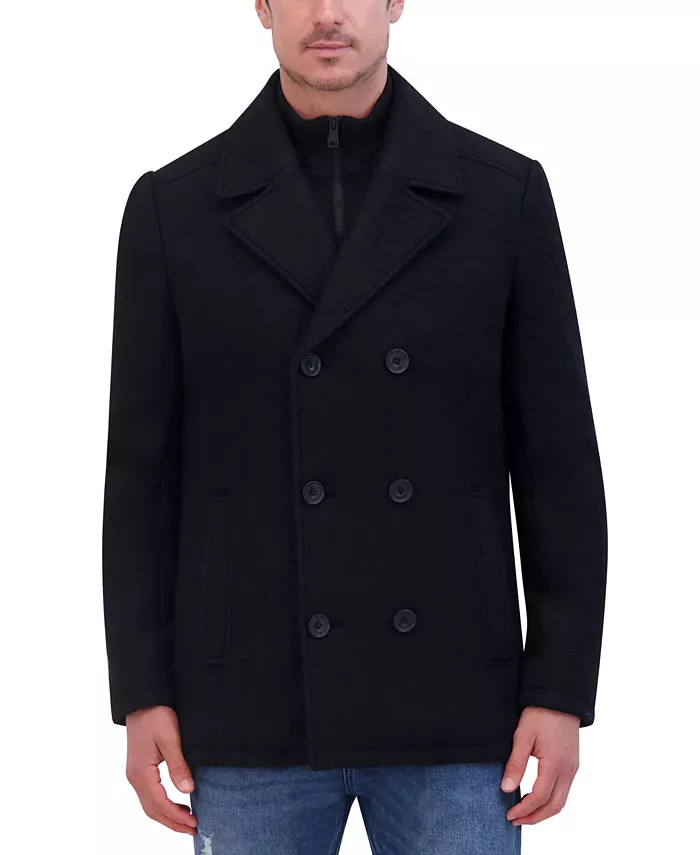 

Мужское двубортное пальто из букле Kenneth Cole, черный