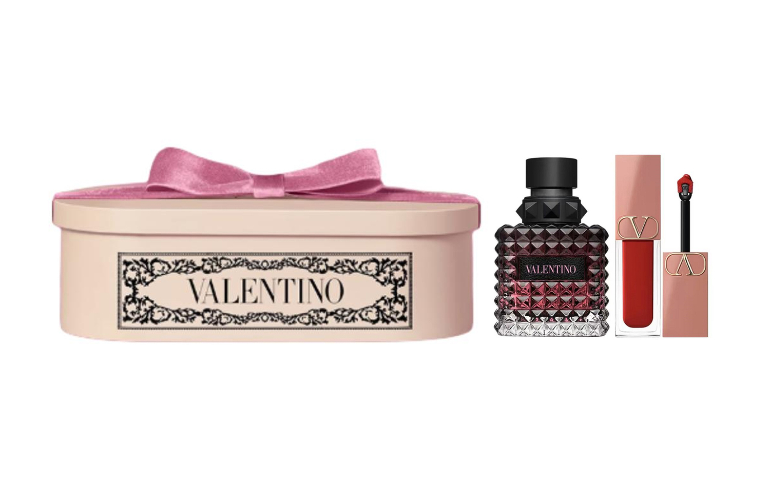 Набор парфюма Limited Adventure Miss Lip Balm Fan Velvet Heart Box с ароматами жасмина и ванили 50мл+6,5мл/30мл+6,5мл Valentino — фото 4