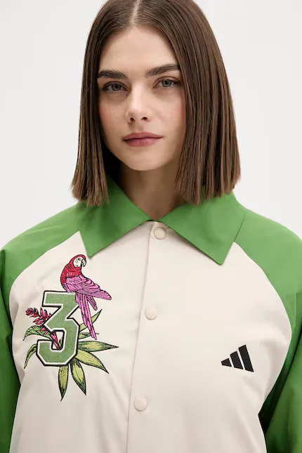 Куртка короткая утепленная x Farm Rio Adidas, зеленый — фото 4