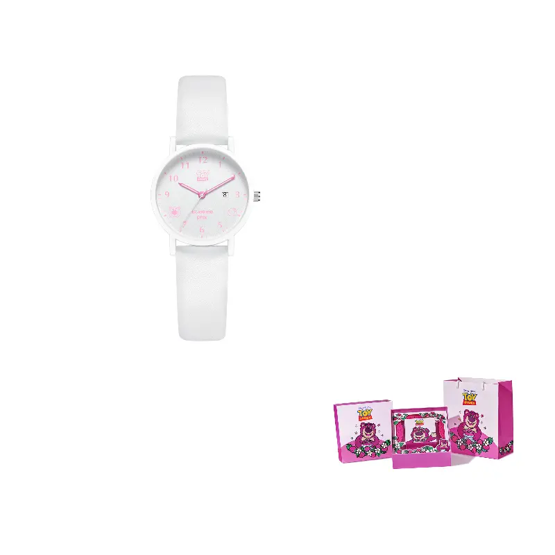 

Disney Часы Strawberry Bear Series Quartz Movement Leather Strap Watch Women's Watch White Dial