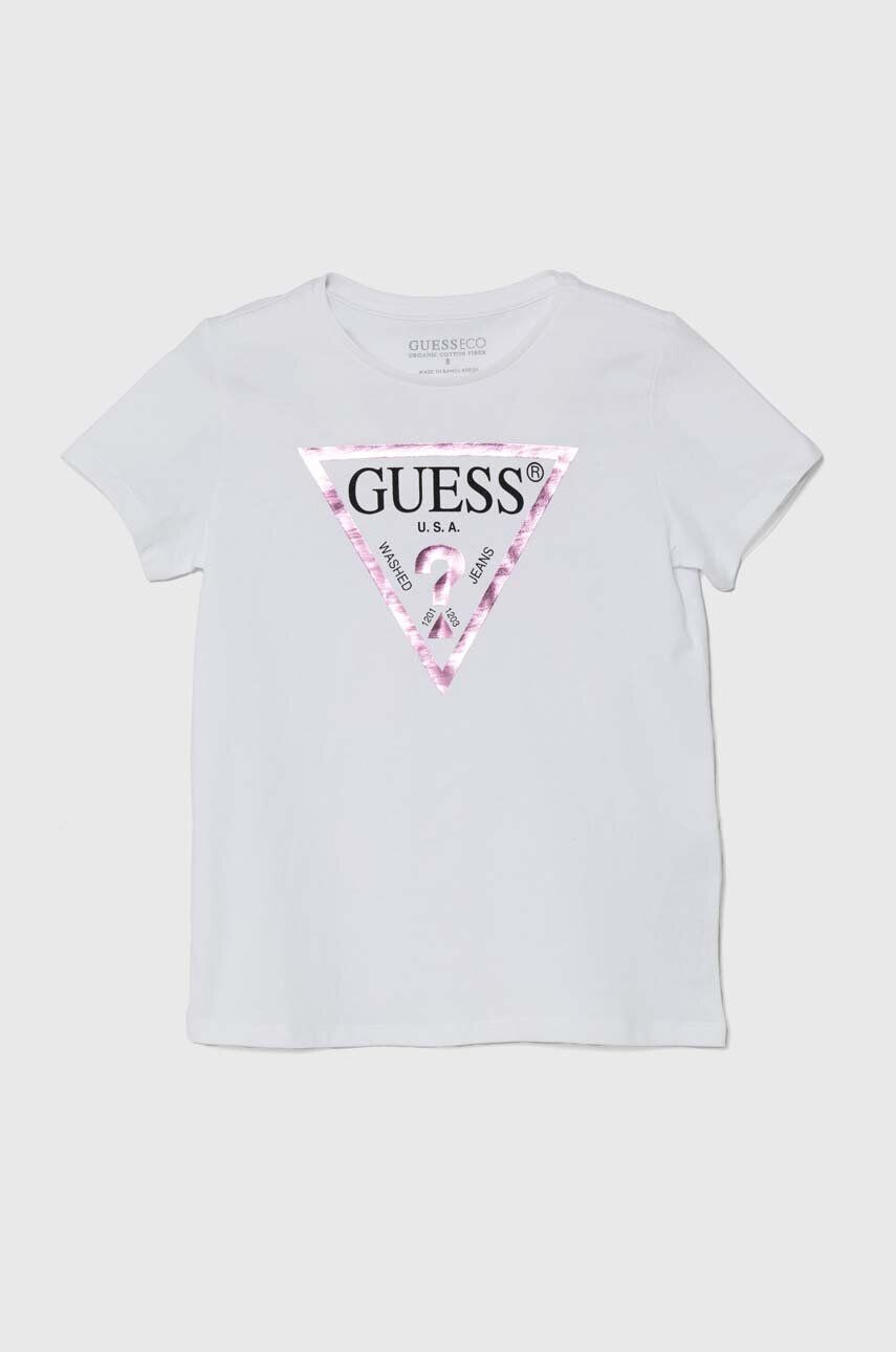 

Детская хлопковая футболка Guess, белый