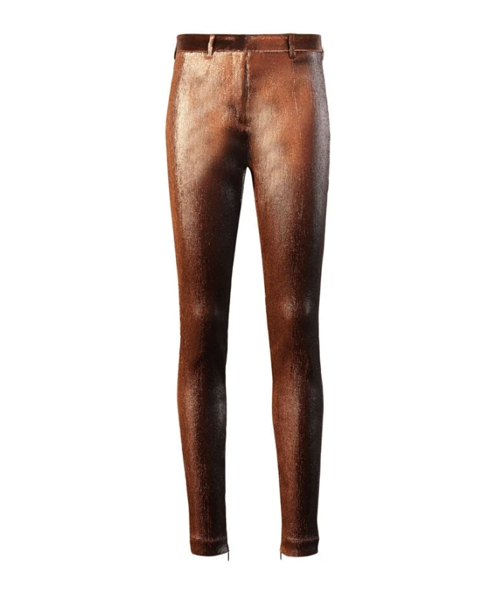 

Металлизированные люрексовые брюки, изготовленные в Италии. Roberto Cavalli, красный