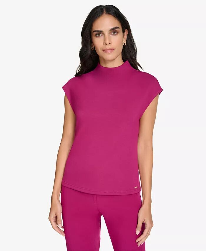 

Женский топ с воротником-стойкой Petite Calvin Klein, фиолетовый