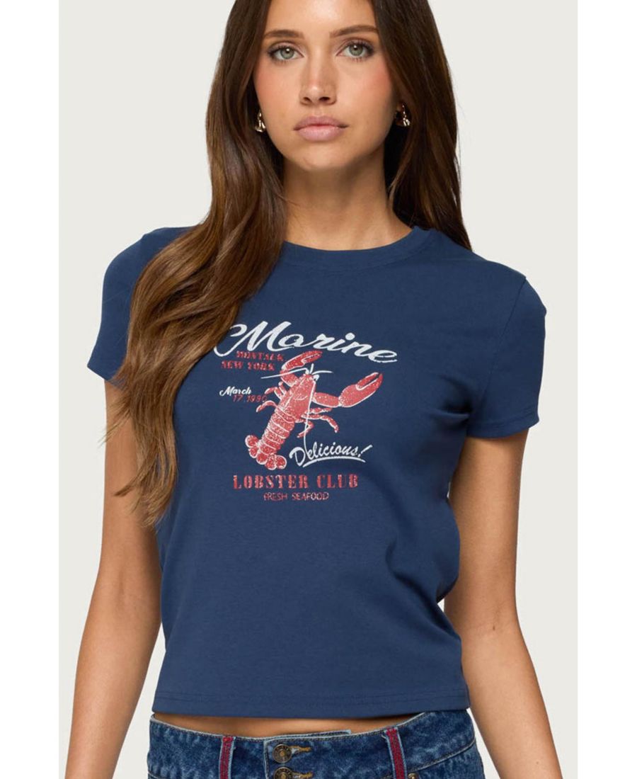 

Женская футболка "Клуб любителей лобстеров" Edikted, Blue, Синий, Женская футболка "Клуб любителей лобстеров" Edikted, Blue